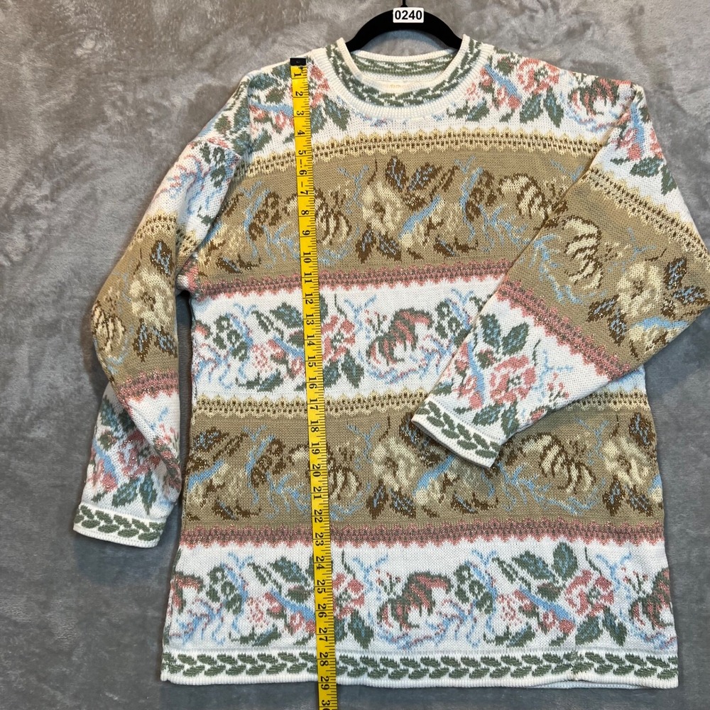 Vintage‎ Women's Ornate Cottage Core Floral Shabby Chic Feminine Sweater Medium - Picture 6 of 11